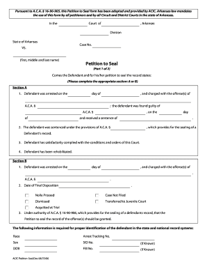 Arkansas Arkansas Petition for Expungement  Form