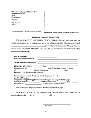 Satisfaction Release Mortgage  Form