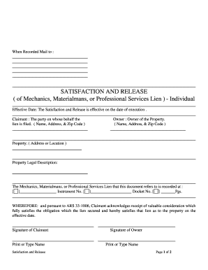 Release Mechanic Lien  Form