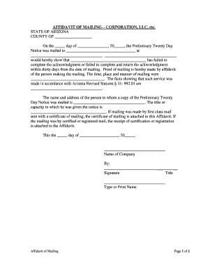 AFFIDAVIT of MAILING INDIVIDUAL  Form