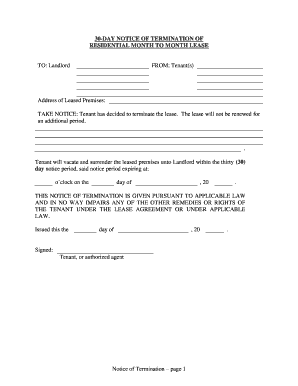 30 Day Notice  Form