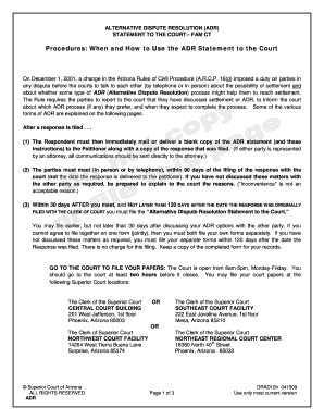 Alternative Dispute Resolution Adr Statement to the CourT Fam Ct Procedures Alternative Dispute Resolution Adr  Form