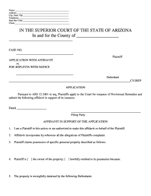 APPLICATION with AFFIDAVIT  Form