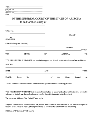 Forcible Entry and Detainer  Form