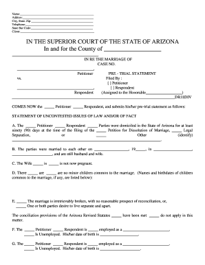 PRE TRIAL STATEMENT  Form