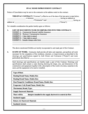 California HVAC Contract for Contractor  Form