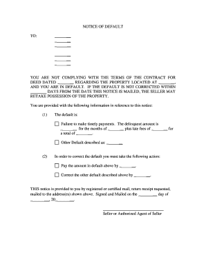 California Default  Form