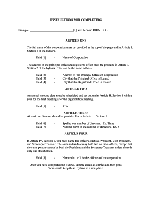 Bylaws  Form