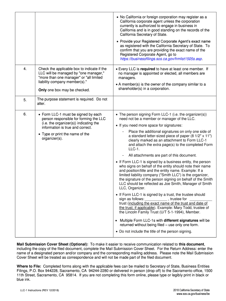 California California Articles of Organization for Domestic Limited Liability Company LLC  Form