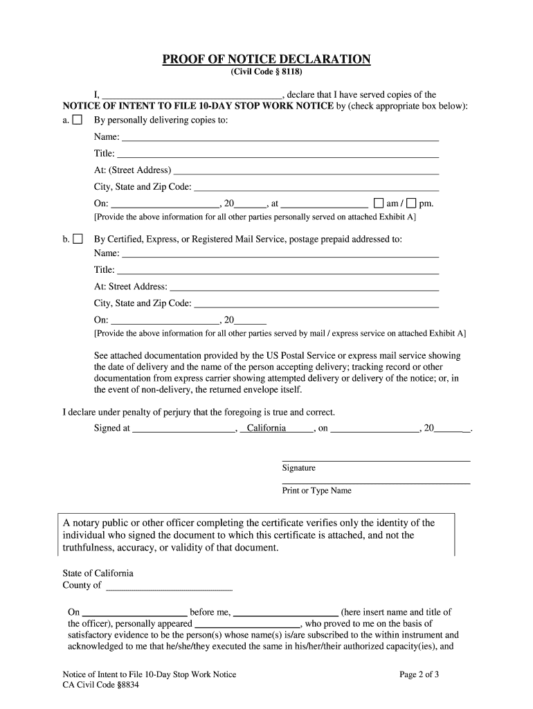 Notice Intent  Form