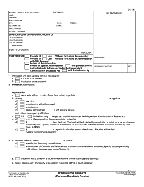 Petition Probate Form