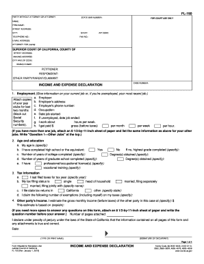 California Income and Expense Declaration Family Law  Form