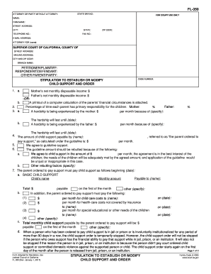 California Child Support  Form