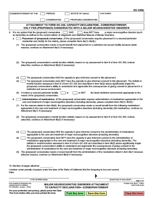 California Dementia Attachment to Capacity Declaration Conservatorship  Form