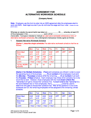 Alternative Workweek Quick ReferenceMachining Survival News  Form