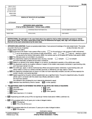 California Officer's Declaration  Form