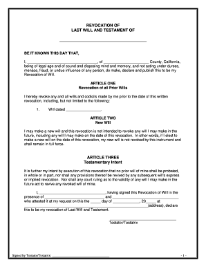 Written Revocation  Form