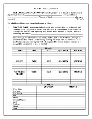 Colorado Landscape Contract for Contractor  Form