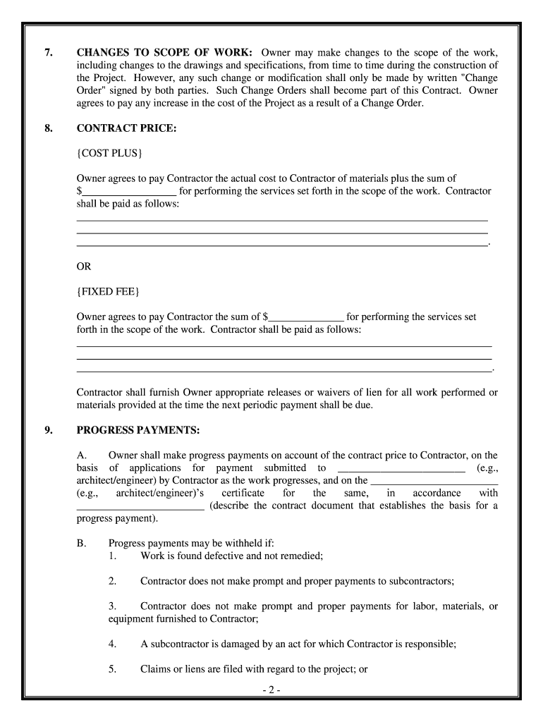 Colorado Commercial Contract for Contractor  Form