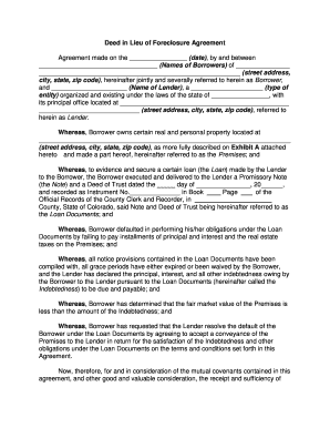 Deed Lieu Agreement  Form