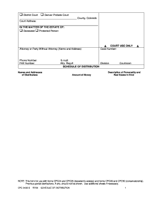 Distribution Probate Order  Form