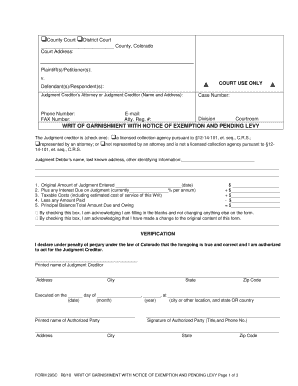 Colorado Garnishment  Form