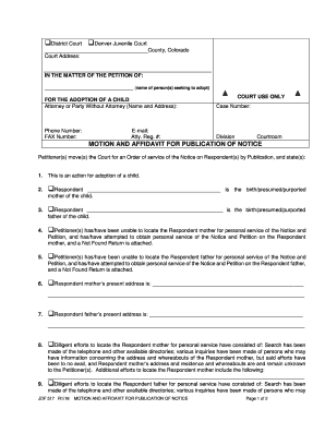 Colorado Affidavit Form