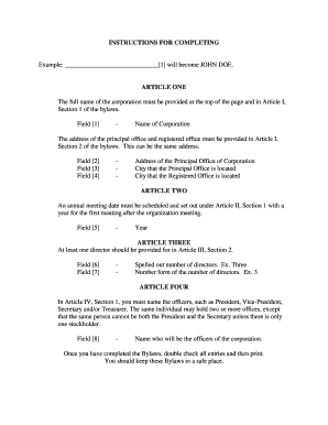 Bylaws  Form