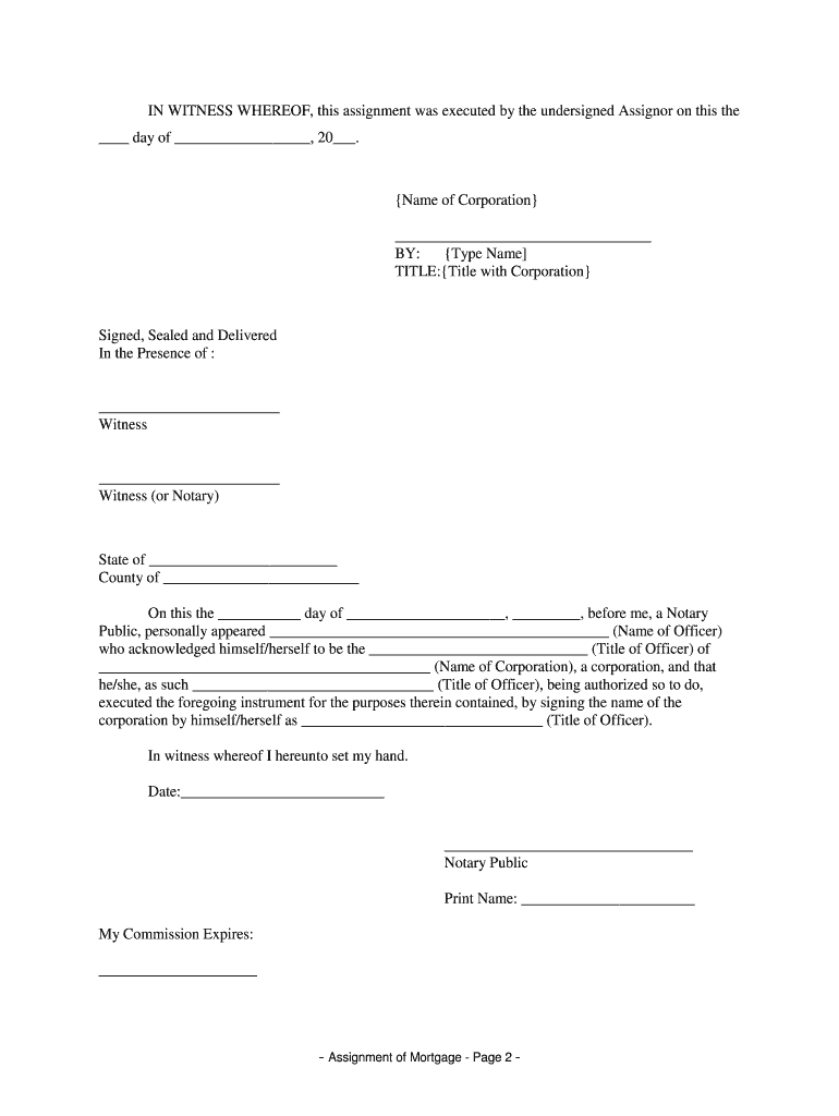 Connecticut Assignment of Mortgage by Corporate Mortgage Holder  Form