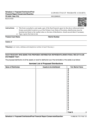 Connecticut Schedule a Proposed Distribution Final Financial Report of Guardian or Conservator  Form