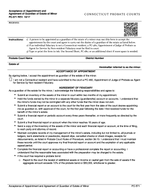 Connecticut Agreement of Fiduciaryies Guardianship of Minor's Estate  Form