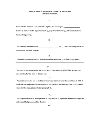 Delaware Disclaimer  Form