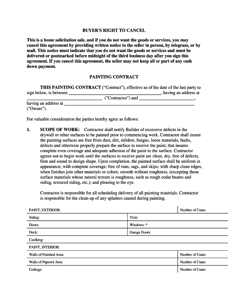 Florida Painting Contract for Contractor  Form