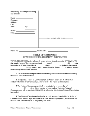 Notice Termination Form