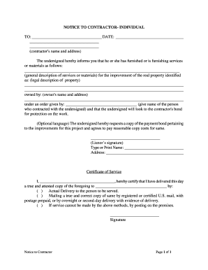 Notice Contractor  Form