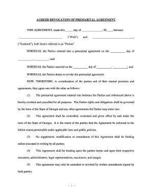 Georgia Prenuptial Agreement  Form