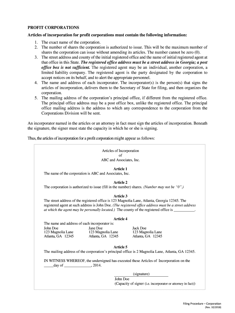 Transmittal Information Form Georgia Corporation Georgia Secretary of