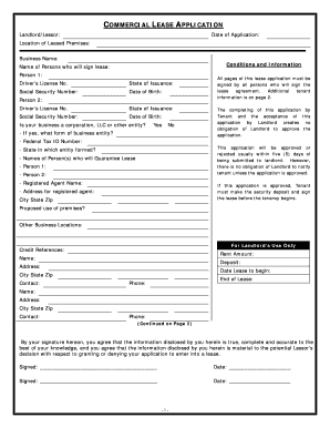 Georgia Commercial Rental Lease Application Questionnaire  Form