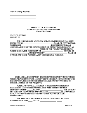 Ga Affidavit Form