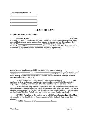 Georgia Lien Form