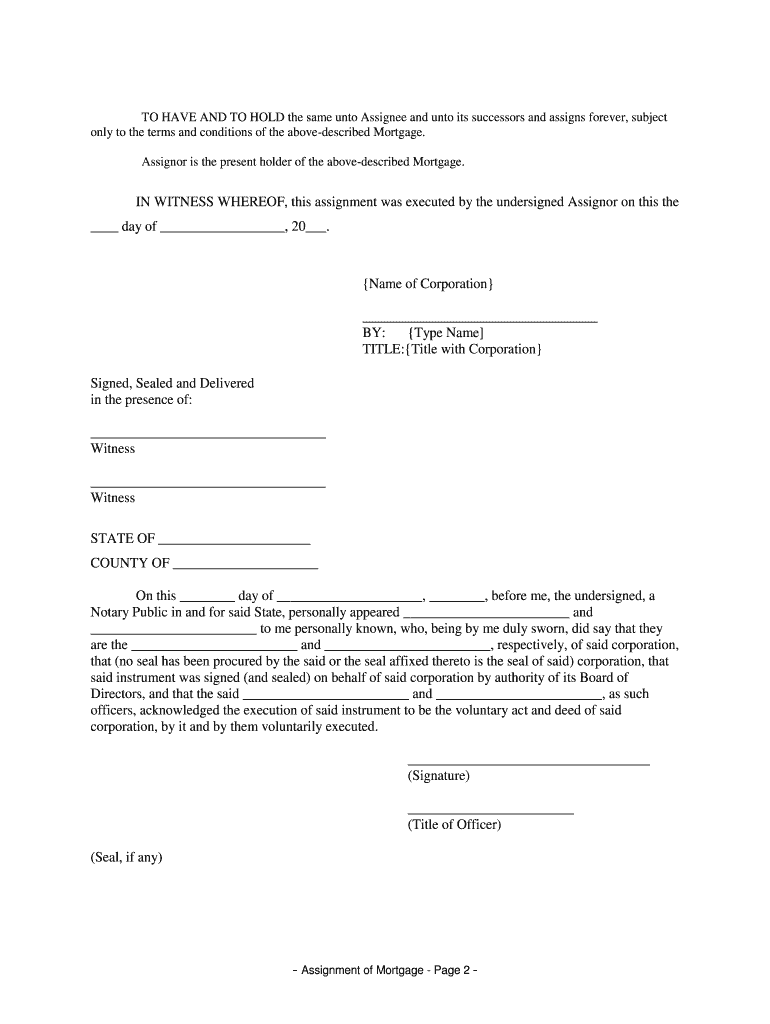Iowa Assignment of Mortgage by Corporate Mortgage Holder  Form