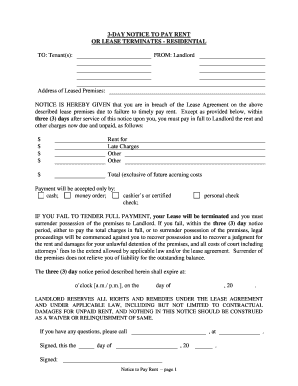 Idaho 3 Day Notice  Form