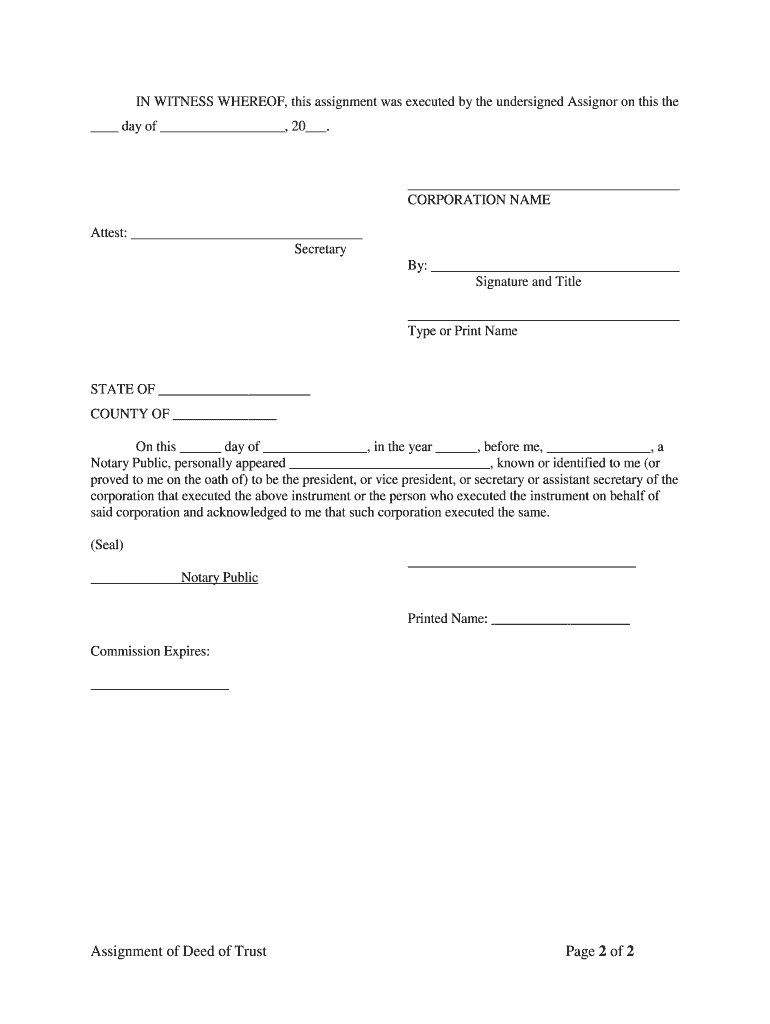 Idaho Assignment of Deed of Trust by Corporate Mortgage Holder  Form