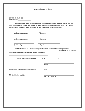 Fill and Sign the Name Affidavit Form PDF
