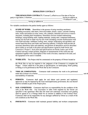 Contract Documents and Specifications for Demolition City of Ottawa  Form