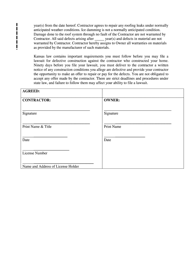 Kansas Contractor  Form