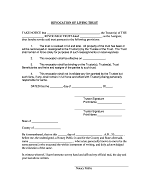 Kansas Revocation of Living Trust  Form