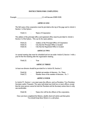 Bylaws  Form