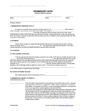 Kentucky Kentucky Installments Fixed Rate Promissory Note Secured by Residential Real Estate  Form