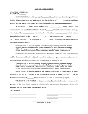 Louisiana Act Correction  Form